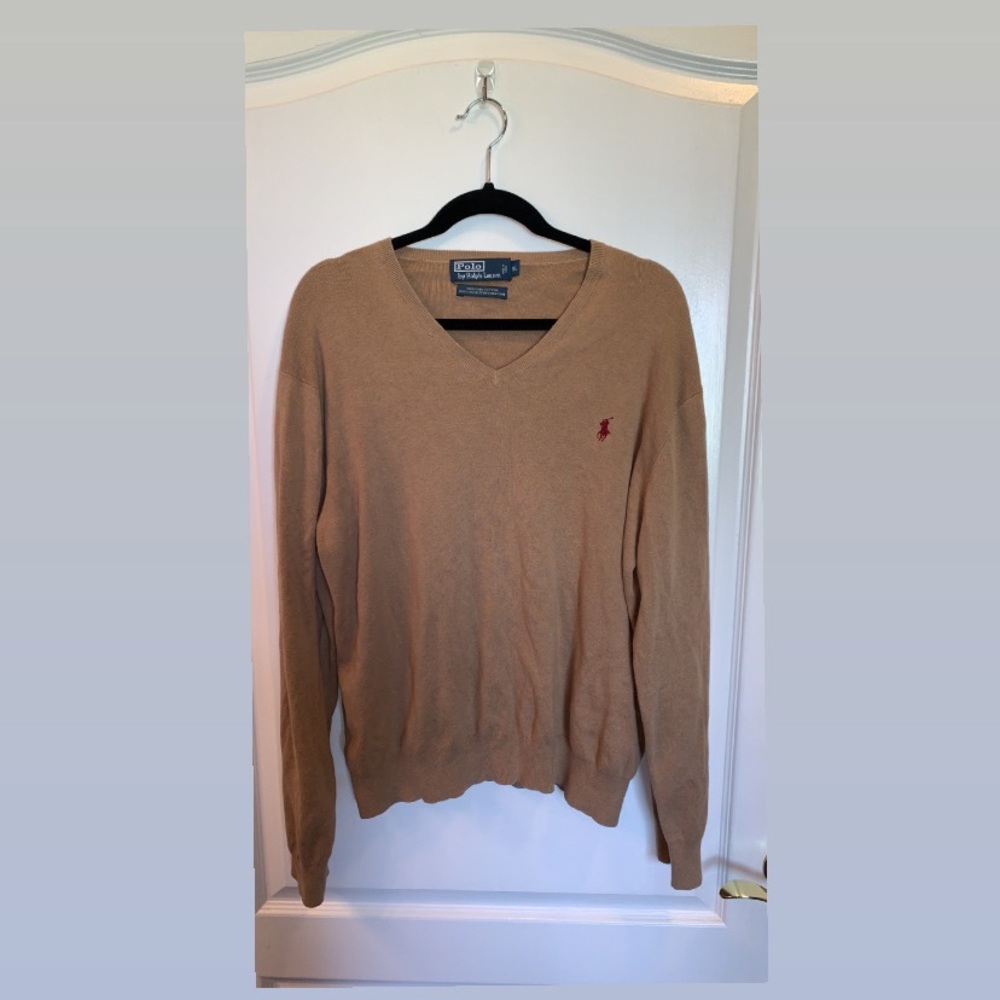 Polo Ralph Lauren vintage 100% pima cotton Tan sweater